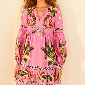 NWT Farm Rio Pink Leopard Forest Mini Dress